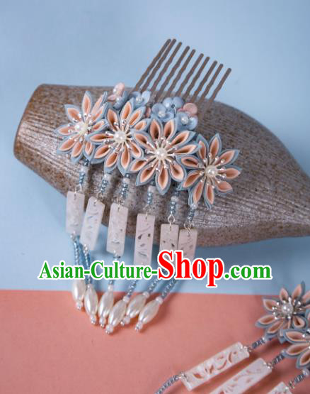 China Hanfu Hair Jewelry Ancient Ming Dynasty Princess Tassel Headpiece Handmade Flower Hairpin China Hanfu Hair Jewelry Ancient Ming Dynasty Princess Tassel Headpiece Handmade Flower Hairpin