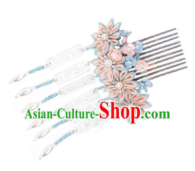 China Hanfu Hair Jewelry Ancient Ming Dynasty Princess Tassel Headpiece Handmade Flower Hairpin China Hanfu Hair Jewelry Ancient Ming Dynasty Princess Tassel Headpiece Handmade Flower Hairpin