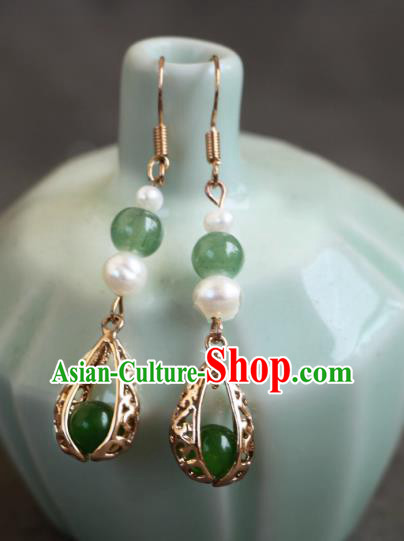China Ancient Ming Dynasty Princess Ear Jewelries Handmade Jade Earrings Qipao Accessories China Ancient Ming Dynasty Princess Ear Jewelries Handmade Jade Earrings Qipao Accessories