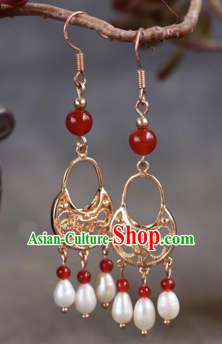 China Tang Dynasty Empress Accessories Ancient Princess Ear Jewelries Handmade Agate Earrings China Tang Dynasty Empress Accessories Ancient Princess Ear Jewelries Handmade Agate Earrings