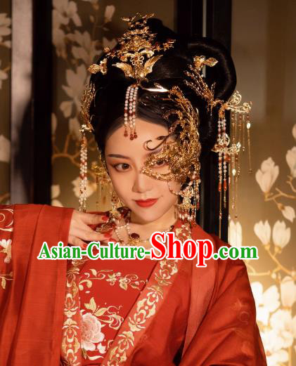 China Tang Dynasty Headpieces Ancient Empress Hair Jewelries Handmade Wedding Accessories Set