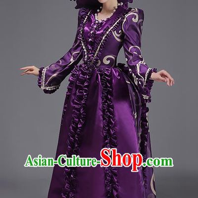 Rococo Stage Costume Purple European Court Dress British Medieval Retro Princess Clothing