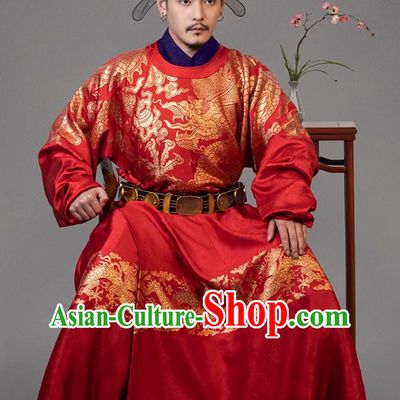 Online Shop Red Traditional Hanfu Ming Dynasty Official Clothing Ancient Chinese King of Kaiping Chang Yu Chun Costume
