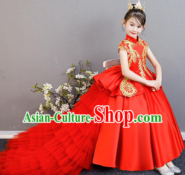Children Clothing Girl Cheongsam Chinese Evening Dress Playing Guzheng Performance Walk Show Dress Children Clothing Girl Cheongsam Chinese Evening Dress Playing Guzheng Performance Walk Show Dress