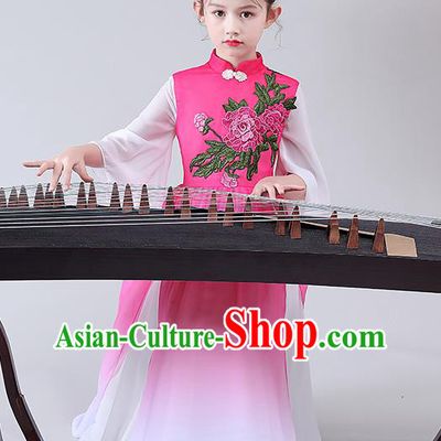 Girl Formal Dress Chinese Style Children Cheongsam Princess Clothing Chinese Hanfu Stage Show Guzheng Performance Costume Choir Attire