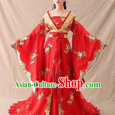 Red Dress Online Buy Traditional Hanfu Empress Clothing Ancient Chinese Tang Dynasty Imperial Concubine Long Tail Costume