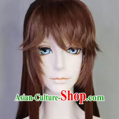 Code Name Yuan Cosplay Neiting Xiuluo Brown Wig Handmade Customize Hairpiece Ancient China Swordsman Headwear