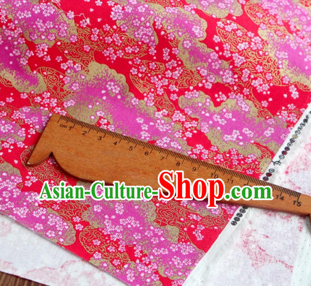 Red Traditional Japanese Fabric Classical Cherry Blossom Pattern Fabric Red Traditional Japanese Fabric Classical Cherry Blossom Pattern Fabric