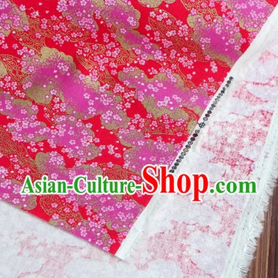 Red Traditional Japanese Fabric Classical Cherry Blossom Pattern Fabric