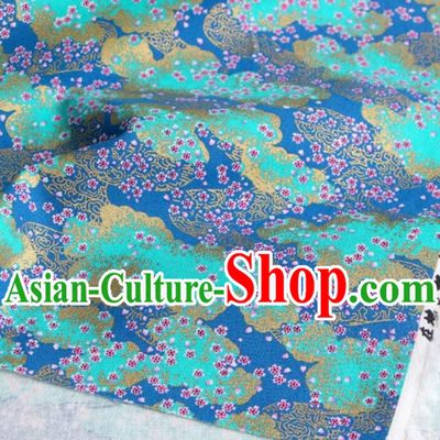 Classical Cherry Blossom Pattern Fabric Blue Traditional Japanese Fabric
