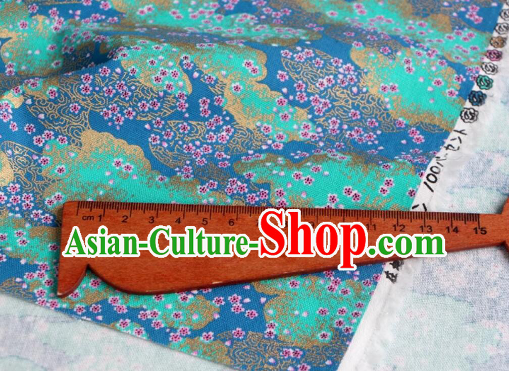 Classical Cherry Blossom Pattern Fabric Blue Traditional Japanese Fabric Classical Cherry Blossom Pattern Fabric Blue Traditional Japanese Fabric