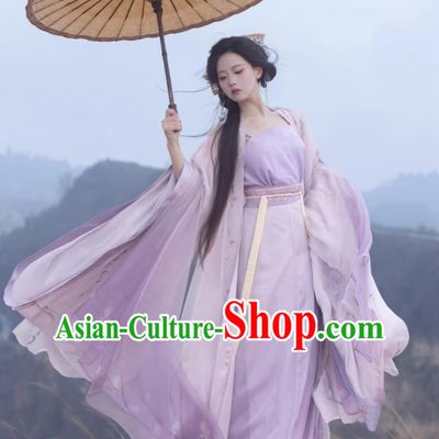 Traditional Song Dynasty Hanfu China Woman Clothing Ancient Chinese Princess Lilac Costumes