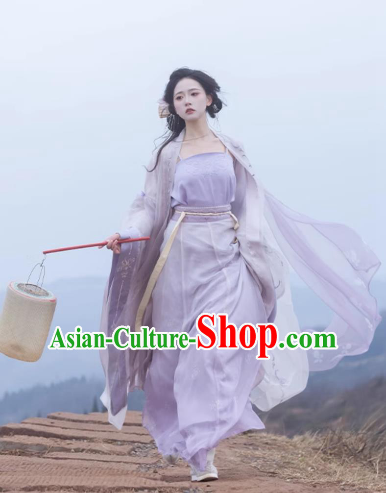 Traditional Song Dynasty Hanfu China Woman Clothing Ancient Chinese Princess Lilac Costumes Traditional Song Dynasty Hanfu China Woman Clothing Ancient Chinese Princess Lilac Costumes