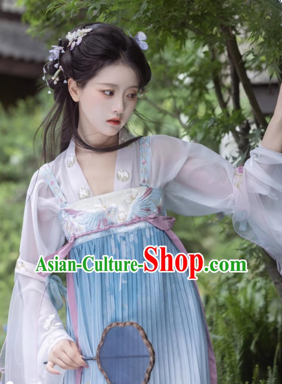 Traditional Tang Dynasty Princess Blue Hanfu Dress Ancient Chinese Clothing Traditional Tang Dynasty Princess Blue Hanfu Dress Ancient Chinese Clothing