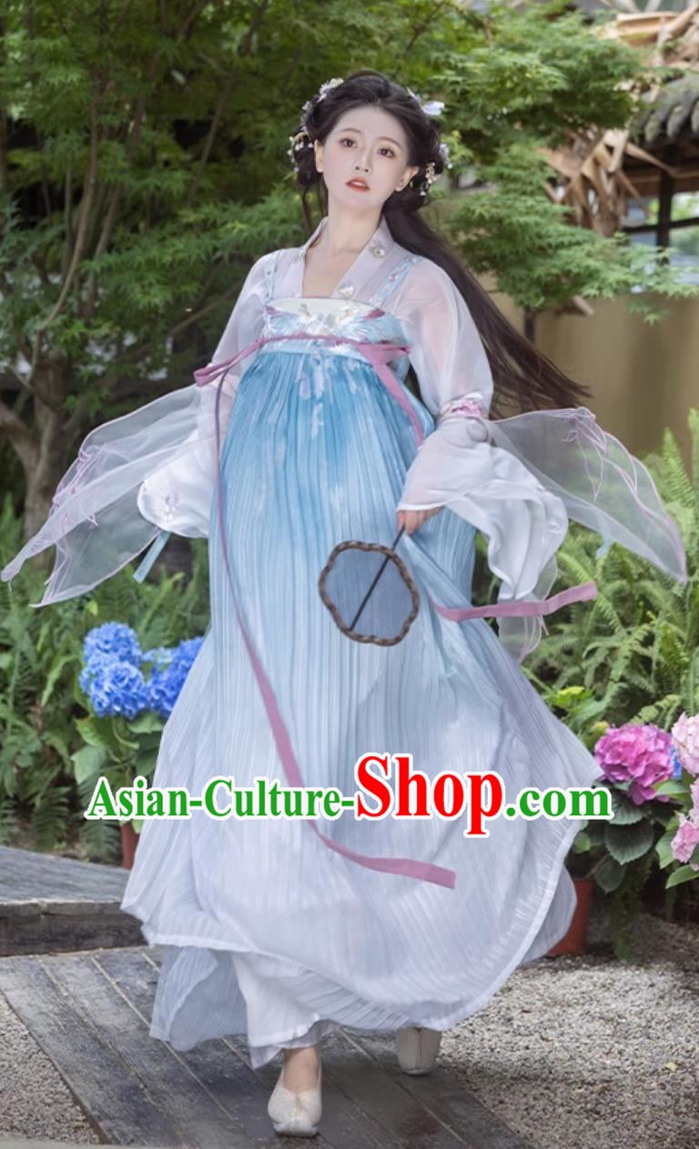 Traditional Tang Dynasty Princess Blue Hanfu Dress Ancient Chinese Clothing Traditional Tang Dynasty Princess Blue Hanfu Dress Ancient Chinese Clothing