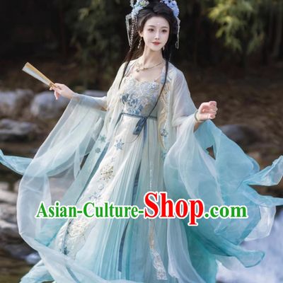 Ancient Chinese Goddess Clothing Traditional Tang Dynasty Princess Costumes Online Buy Hanfu Blue Dresses