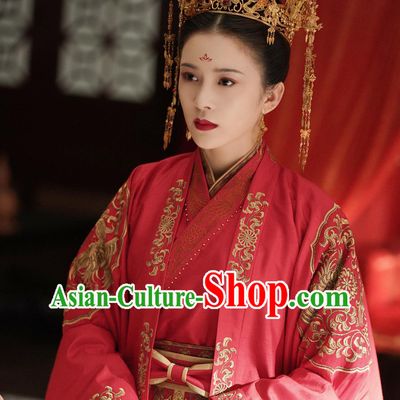 Chinese TV Series The Promise of Chang An He Lan Ming Yu Wedding Dress Ancient China Song Dynasty Empress Red Garment Costumes