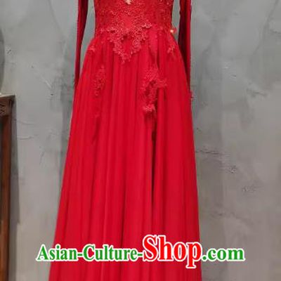 Flowering All The Way Modern Dance Costume Women Group Dance Red Dress