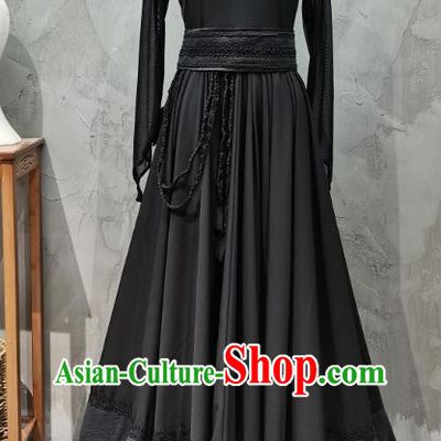 Black Tibetan Art Examination Clothing Zang Nationality Dance Costume Chinese Folk Dance Dress