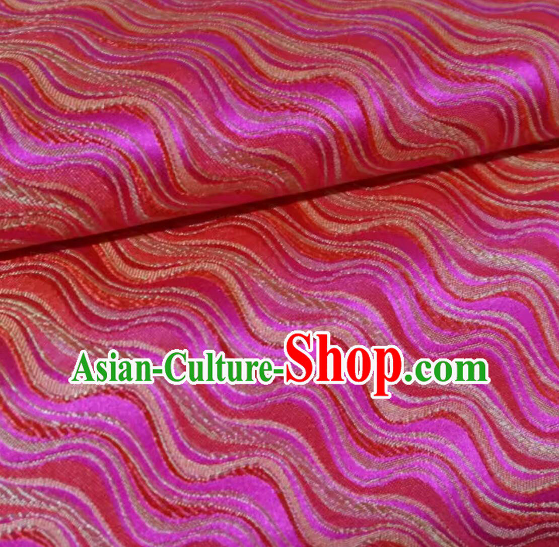 Chinese Traditional Hanfu Fabric Tang Suit Cloth Material Classical Waves Design Pattern Rosy Brocade Chinese Traditional Hanfu Fabric Tang Suit Cloth Material Classical Waves Design Pattern Rosy Brocade