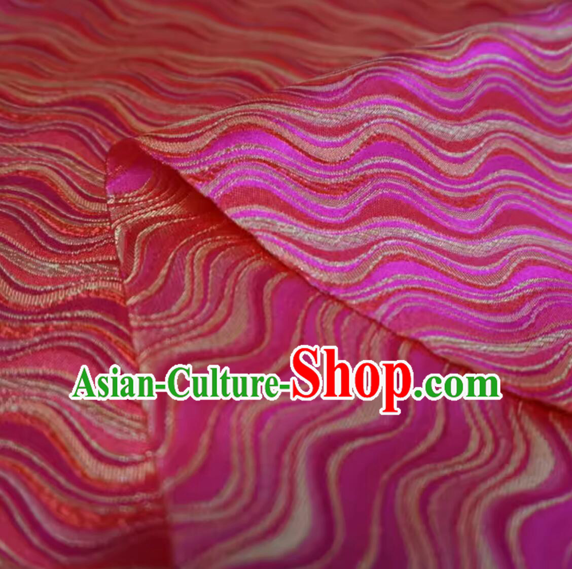 Chinese Traditional Hanfu Fabric Tang Suit Cloth Material Classical Waves Design Pattern Rosy Brocade Chinese Traditional Hanfu Fabric Tang Suit Cloth Material Classical Waves Design Pattern Rosy Brocade