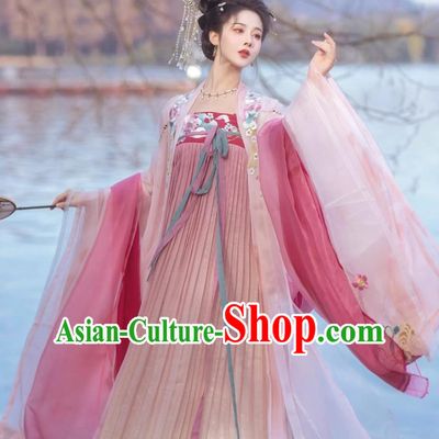 Chinese Tang Dynasty Court Woman Clothing Traditional Hanfu Ru Qun Ancient China Princess Embroidered Costumes Complete Set