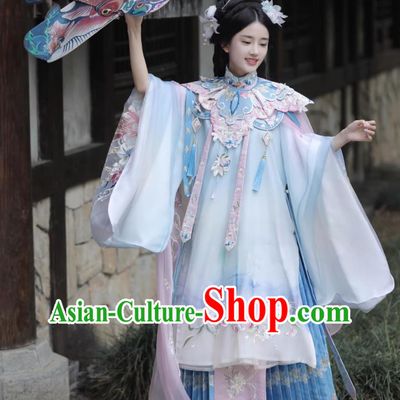 Chinese Ming Dynasty Royal Princess Clothing Ancient China Noble Woman Costumes Traditional Hanfu Embroidered Attire Complete Set