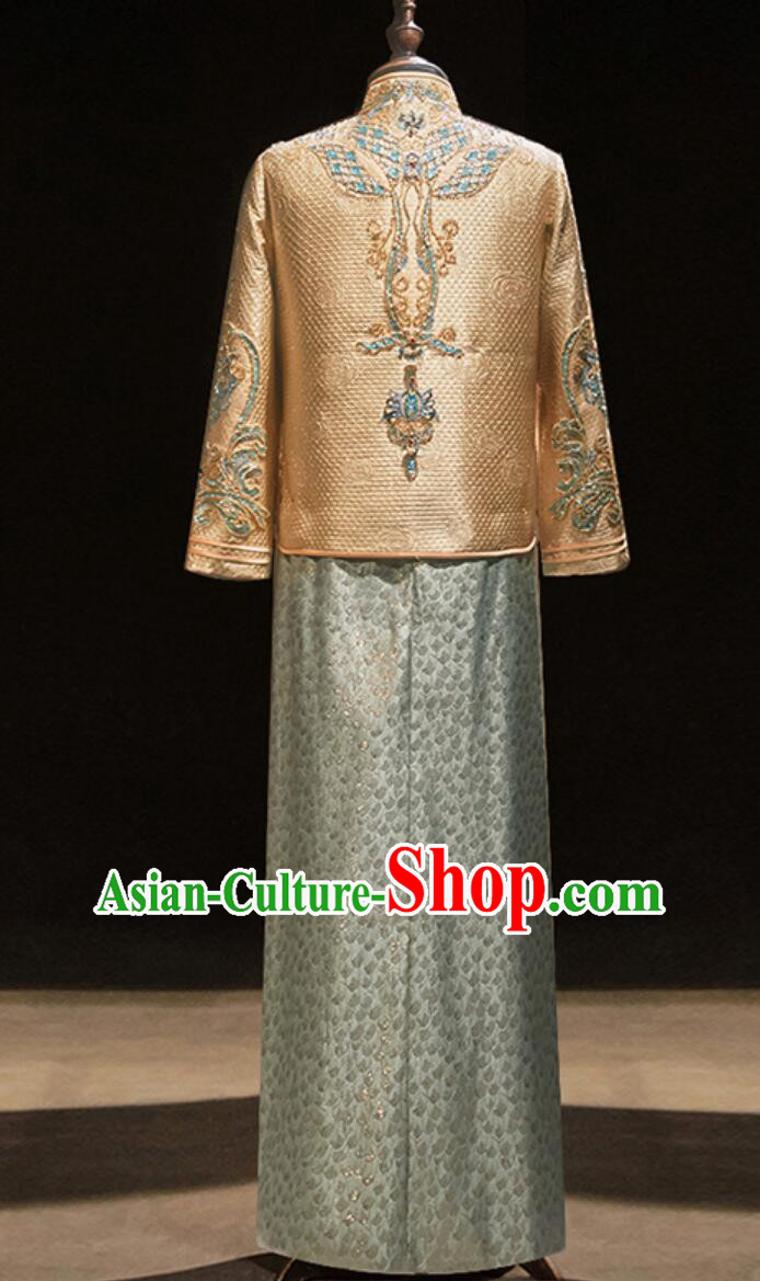 Chinese Groom Mandarin Jacket and Long Gown Traditional Wedding Attire Complete Set Chinese Groom Mandarin Jacket and Long Gown Traditional Wedding Attire Complete Set