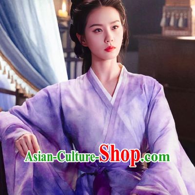2023 TV Series A Journey To Love Swordswoman Ren Ru Yi Purple Dress China Ancient Super Heroine Clothing