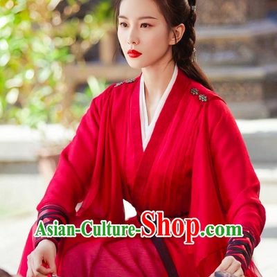 China 2023 TV Series A Journey To Love Swordswoman Ren Ru Yi Red Dress Ancient Super Heroine Clothing