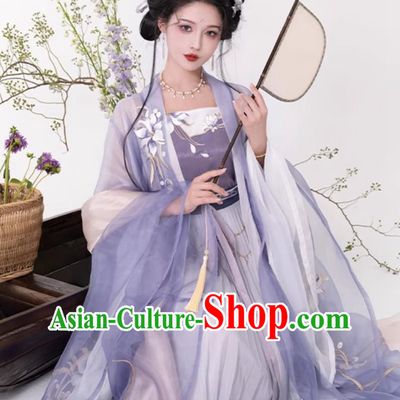 China Ancient Princess Clothing Traditional Hanfu Song Dynasty Woman Purple Dress