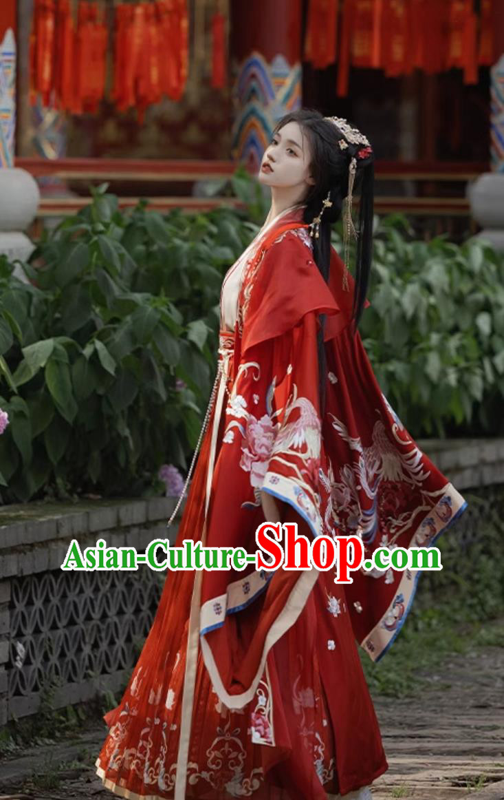 China Ancient Bride Clothing Traditional Wedding Hanfu Song Dynasty Royal Princess Red Dress China Ancient Bride Clothing Traditional Wedding Hanfu Song Dynasty Royal Princess Red Dress