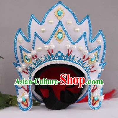 Handmade White General Helmet China Bian Lian Performance Headwear Sichuan Face Changing Hat