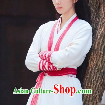Ancient Chinese Female Assassin Costume China 2023 Wuxia TV Series A Journey To Love Swordswoman Ren Ru Yi White Dress