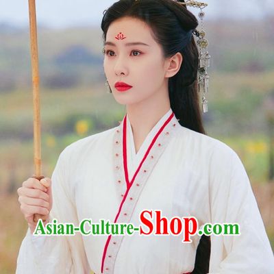 Ancient Chinese Princess Costume China 2023 Wuxia TV Series A Journey To Love Swordswoman Ren Ru Yi White Dress