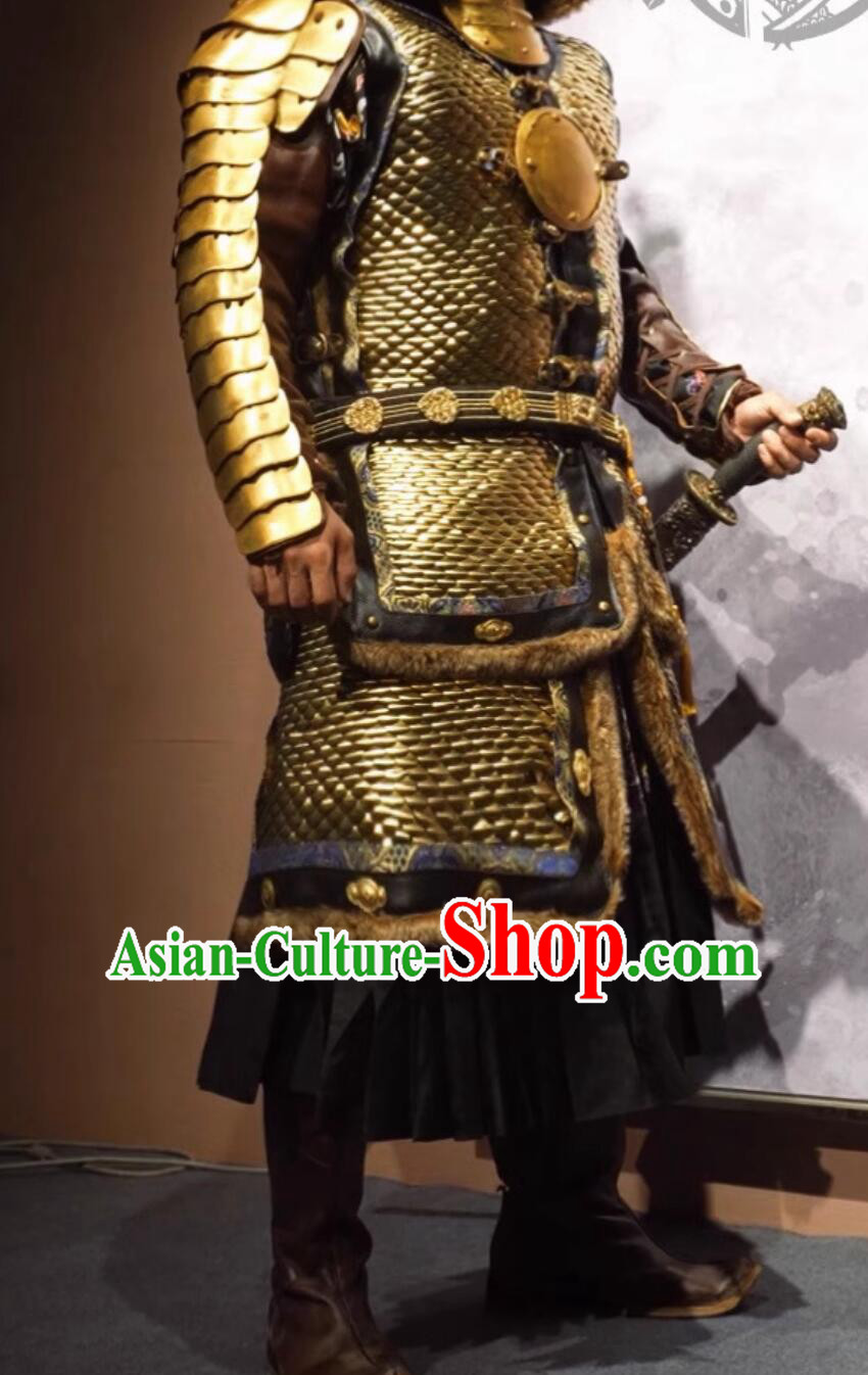 Handmade China Ming Dynasty Commander Metal Armor and Helmet Complete Set Handmade China Ming Dynasty Commander Metal Armor and Helmet Complete Set