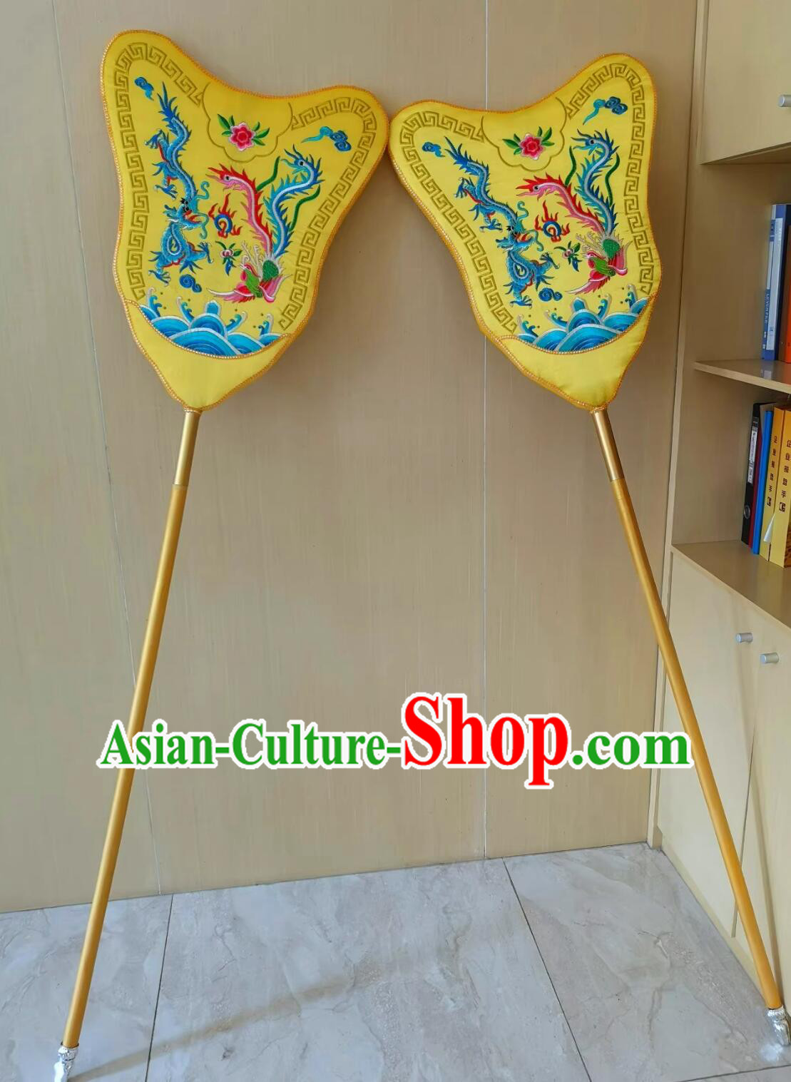 China Ancient Emperor Imperial Guard Embroidered Large Holding Fan China Ancient Emperor Imperial Guard Embroidered Large Holding Fan