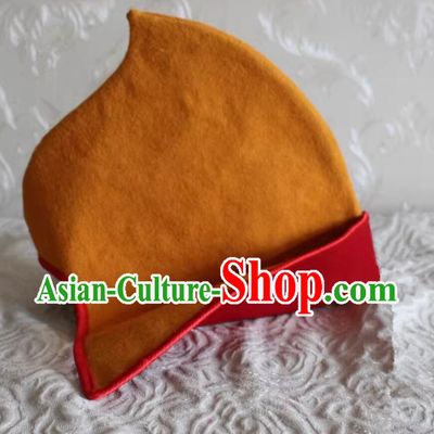 Handmade China Xizang Lama Headwear Traditional Tibetan Monk Woolen Hat