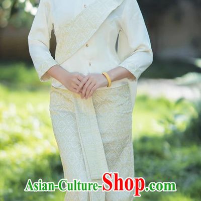 Thai Style Work Clothes China Xishuangbanna Clothing Thailand Shirt And Pants White Set