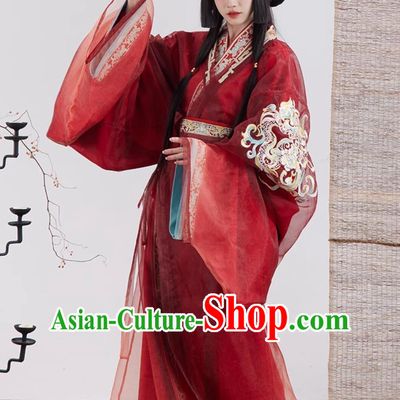 Chinese Warring States Time Princess Red Dress Traditional Woman Hanfu Ancient China Palace Lady Costume