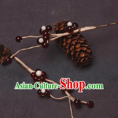 Handmade Red Berry Hair Clips Traditional Chinese Hanfu Hair Jewelries Ancient Swordswoman Hairpins
