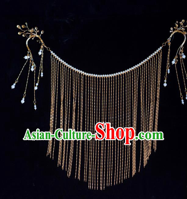 Traditional Chinese Hanfu Jewelry China Ancient Princess Tassel Mask Handmade Pearls Face Curtain Traditional Chinese Hanfu Jewelry China Ancient Princess Tassel Mask Handmade Pearls Face Curtain