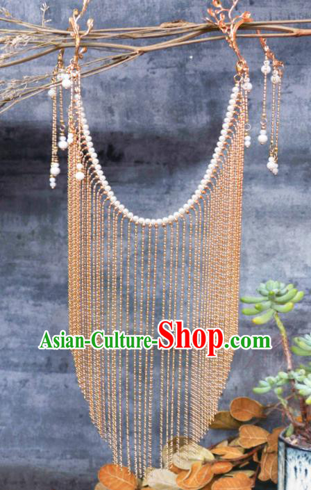 Traditional Chinese Hanfu Jewelry China Ancient Princess Tassel Mask Handmade Pearls Face Curtain Traditional Chinese Hanfu Jewelry China Ancient Princess Tassel Mask Handmade Pearls Face Curtain