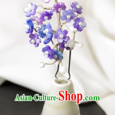 China Ancient Princess Purple Sakura Hairpin Handmade Ming Dynasty Hair Clip Traditional Chinese Hanfu Hair Jewelry