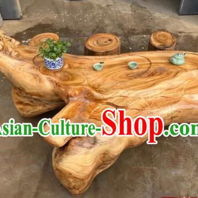 Hand Carved Fruitful Results Chinese Stunning Tree Root Tea Table