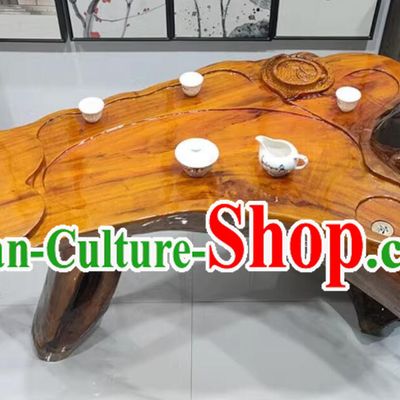 Hand Carved Times Change and Fortunes Shift Chinese Stunning Tree Root Tea Table