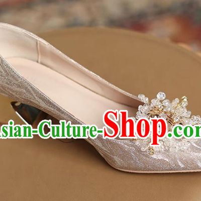 French Fashion Shoes 5cm Heeled Shoes Bride Shoes Champagne Wedding Shoes