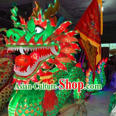 Handmade LED Lantern Bench Dragon Chinese Water Decoration Green Dragon Lamp