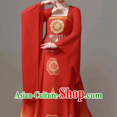 Ancient Chinese Clothing Classical Dance Tang Dynasty Chang An Beauty Red Dress Traditional Stage Performance Woman Hanfu