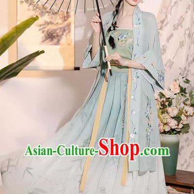 Traditional Hanfu Green Outfit Ancient Chinese Clothing China Song Dynasty Young Lady Costume